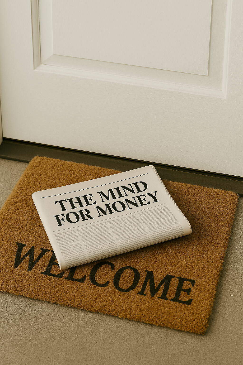 Newsletter in front of door.
